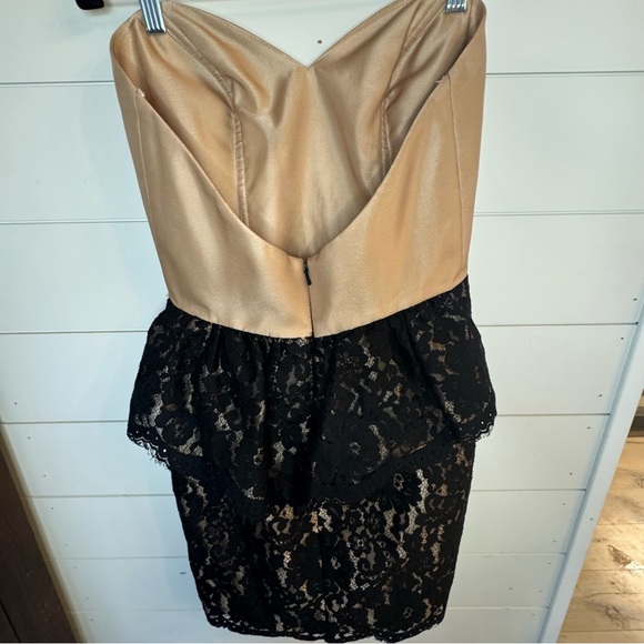 NIOR Strapless cocktail Dress Size 8 Champagne & Black Lace Formal Party dress - Picture 2 of 4